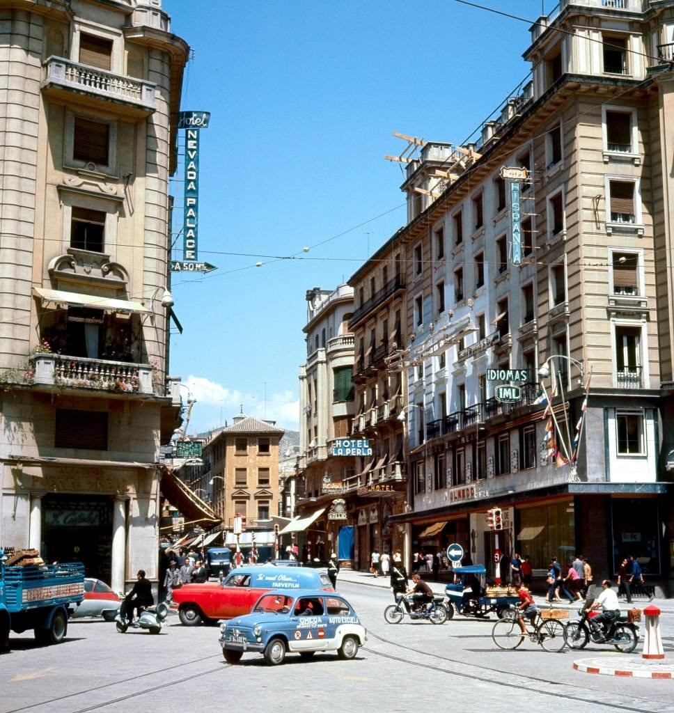 #3 “Puerta Real” and street of “Los Reyes Catolicos”, Granada, Andalusia, Spain, 1968.