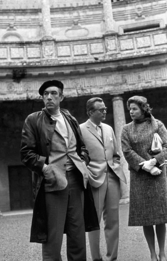 #51 Hollywood actors Anthony Quinn and Ingrid Bergman visit the Alhambra during a trip on, 1962