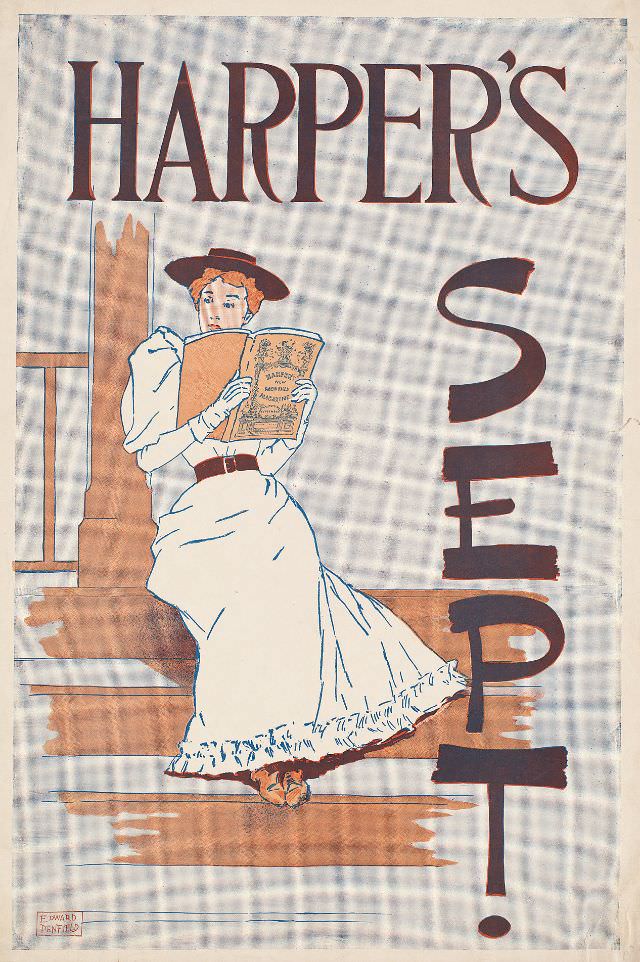 A woman reads a magazine, Harper’s Sept., 1893