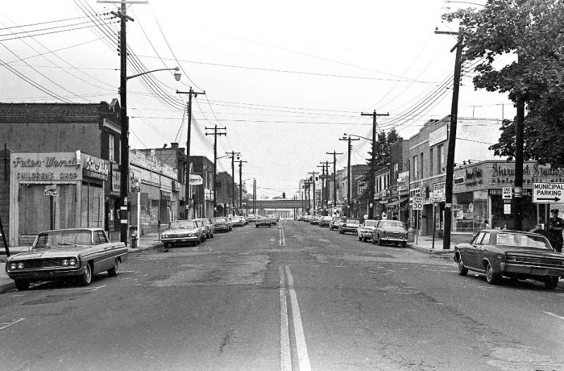 #18 Broadway looking north from Nicholai St., Hicksville, New York, 1967