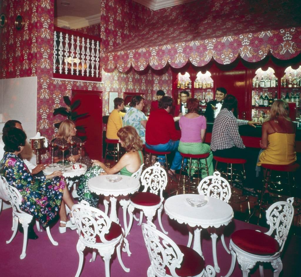 #23 Tourists enjoying the nightlife at the bar of Hotel Argos, Ibiza 1976.