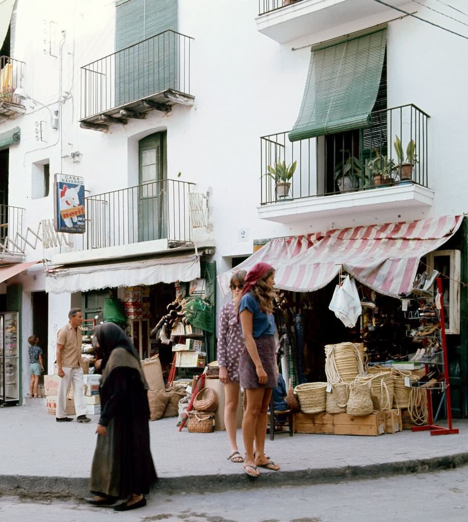 #42 Tourists through the streets of Ibiza, Balearic Islands, Spain, 1975.