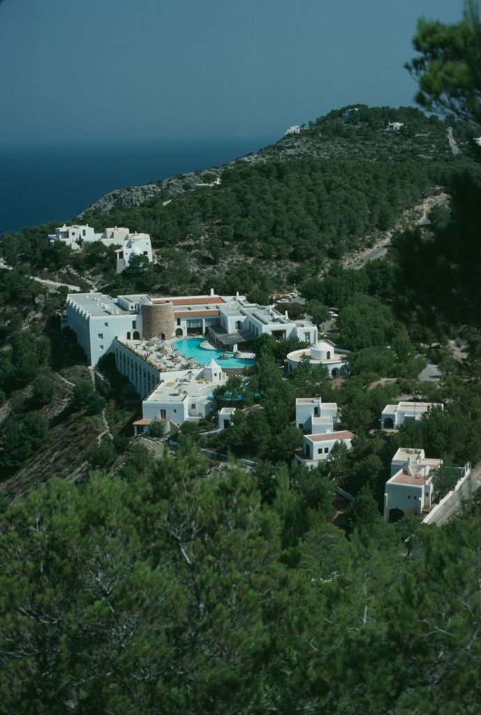 #7 A view of the Hacienda Na Xamena hotel in Port de Sant Miguel, Ibiza, Spain, 1978.