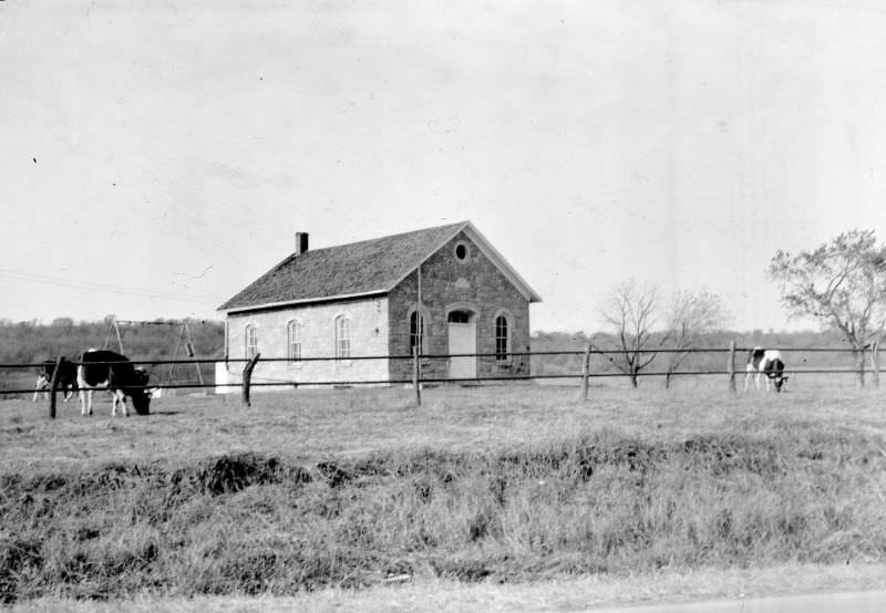 #37 Stone schoolhouse, around Lawrence, Kansas, 1949