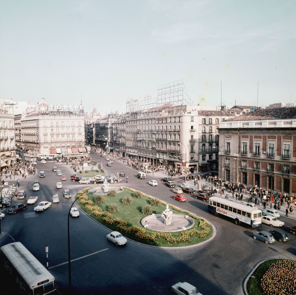 #10 The square Puerta del Sol, Madrid, Spain, 1960.