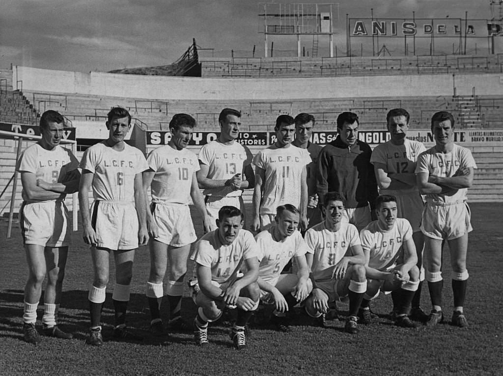 #17 A group photo of the Leicester City F.C. team, taken in Madrid, Spain, during the first round of the 196162 European Cup Winners’ Cup, 30th November 1961.