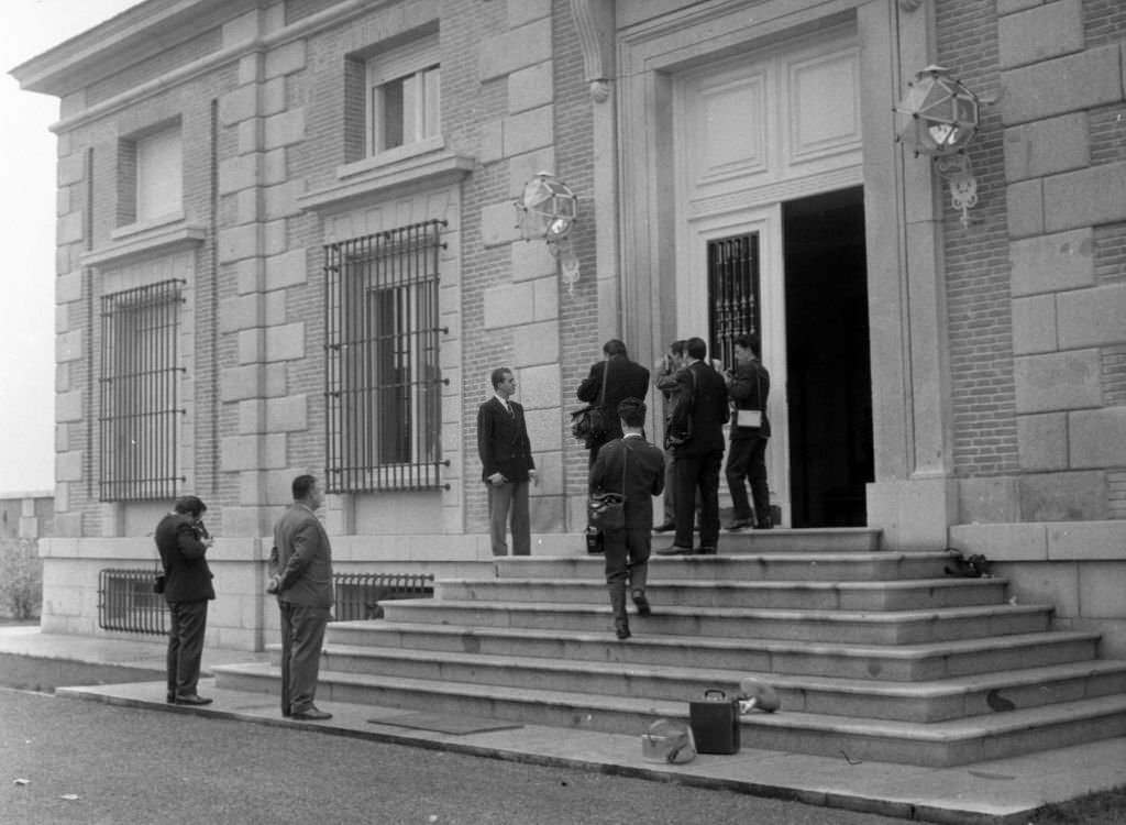 #122 Prince of Spain Juan Carlos de Borbon receives journalists at the Zarzuela Palace on March 21, 1962 in Madrid, Spain.