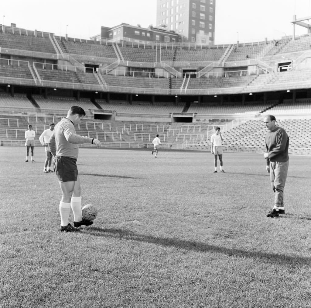 #32 Behind the scenes at Real Madrid Football Club, Santiago Bernabeu Stadium, Madrid, Spain, 24th May 1964.
