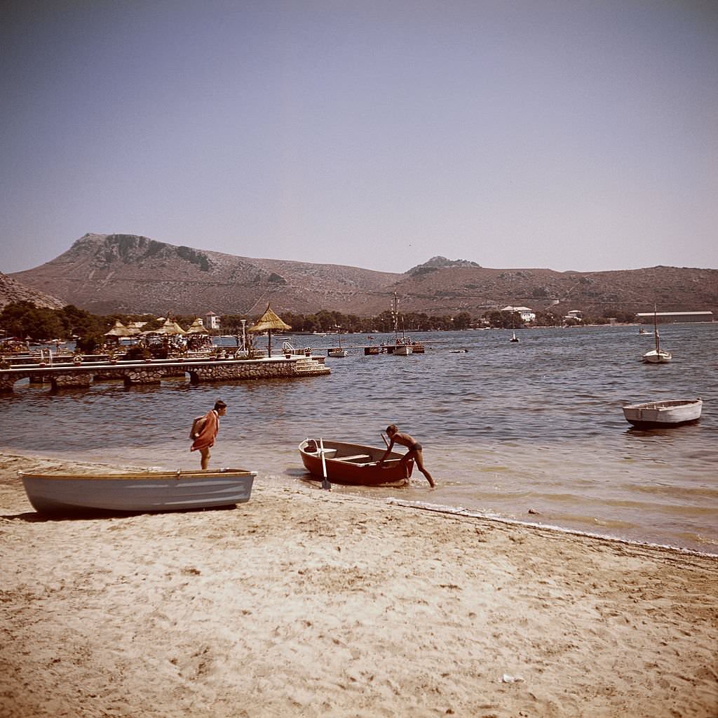 #105 The resort town of Port de Pollenca (Puerto Pollensa) in north-eastern Majorca, 1955.