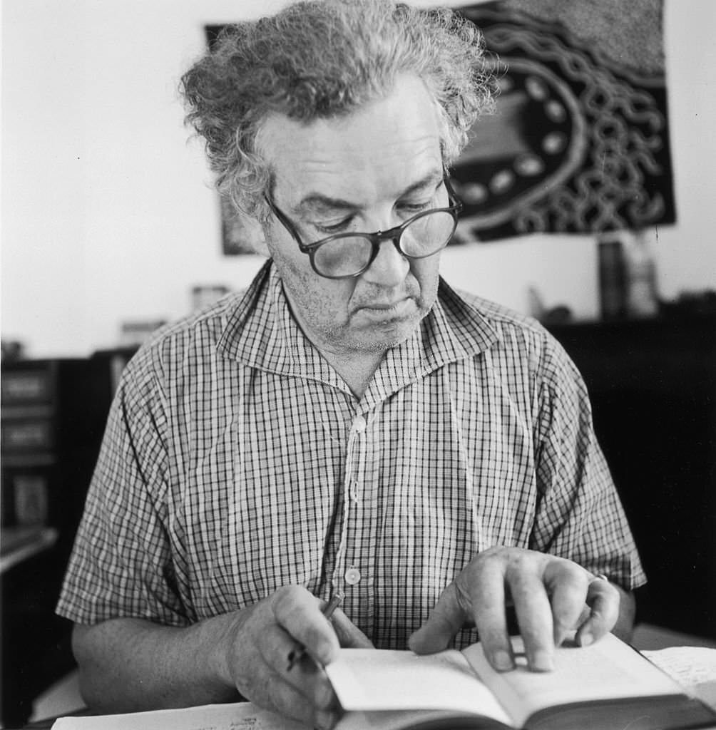 #122 Robert Graves at his home in Deya, Majorca, January 1954.