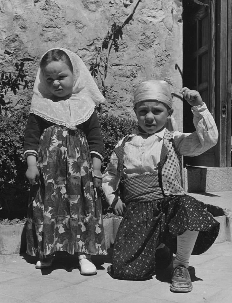 #136 Children in national costume from Valledemosa in Majorca, 1950