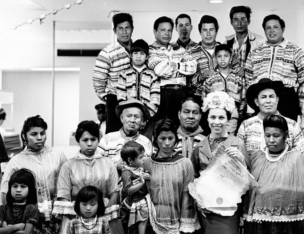 #49 The Seminole Indian Tribe in Florida awards Maria Tallchief a certificate granting her hunting rights on their reservation in 1961.