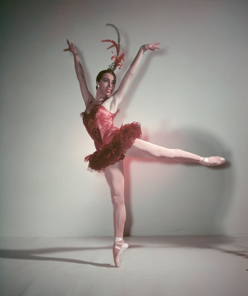 #91 Maria Tallchief in ‘Firebird’ ballet by George Balanchine for the New York City Ballet, 1950.