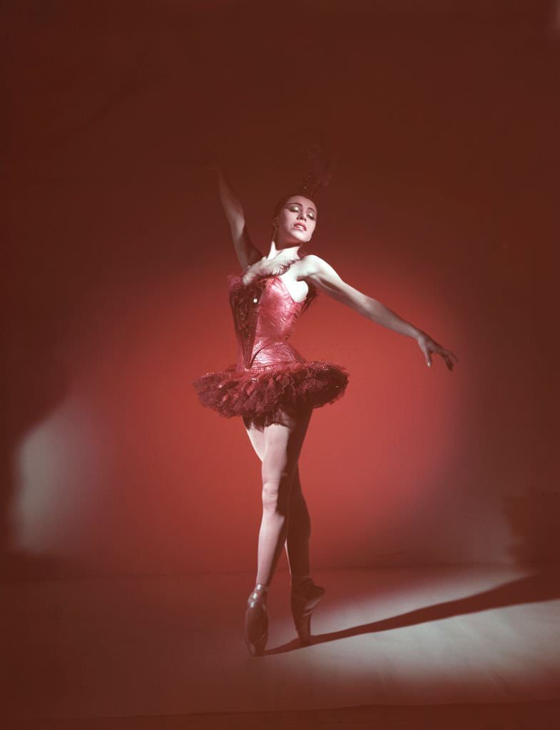 #92 Maria Tallchief in ‘Firebird’ ballet by George Balanchine for the New York City Ballet, 1950.