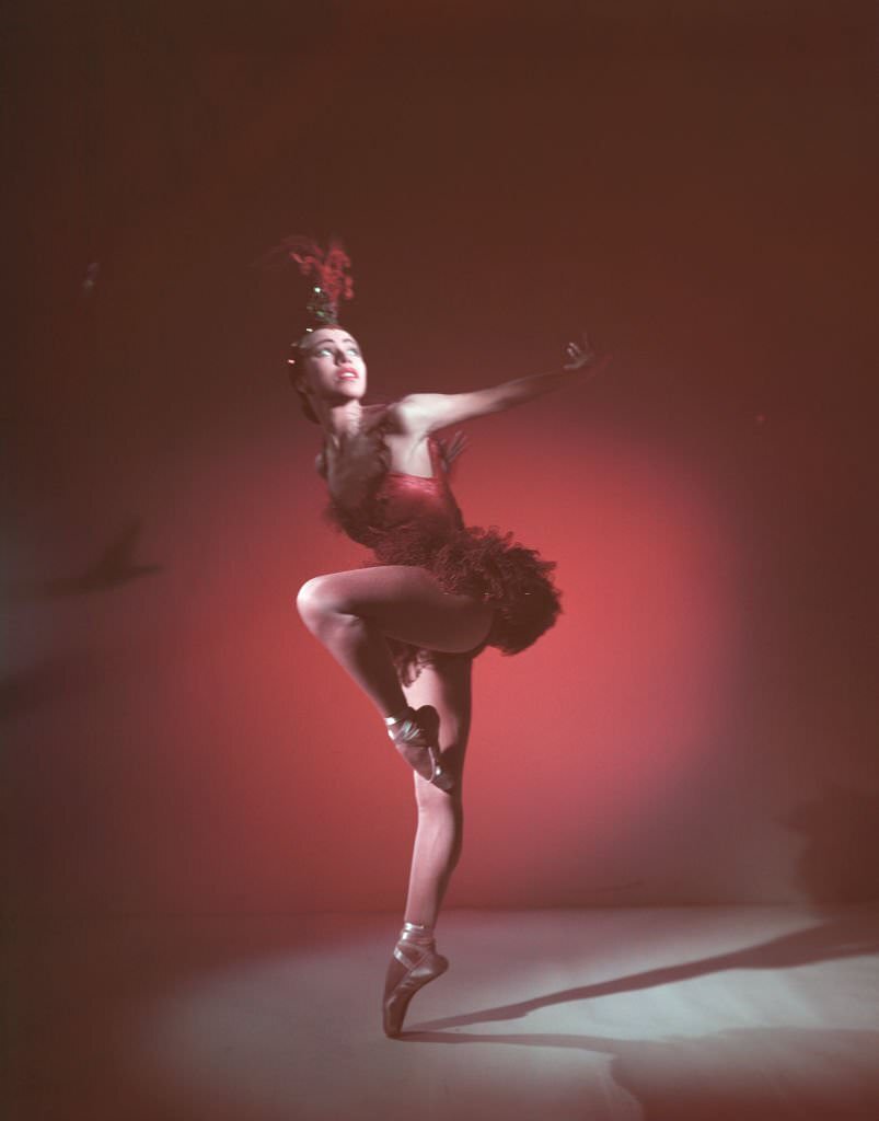 #94 Maria Tallchief in ‘Firebird’ ballet by George Balanchine for the New York City Ballet, 1950.