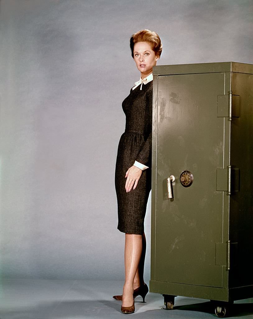 Tippi Hedren on the set of Marnie, 1964