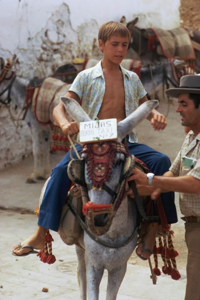 #11 A donkey taxi in Mijas on the Costa del Sol, Spain, August 1971.