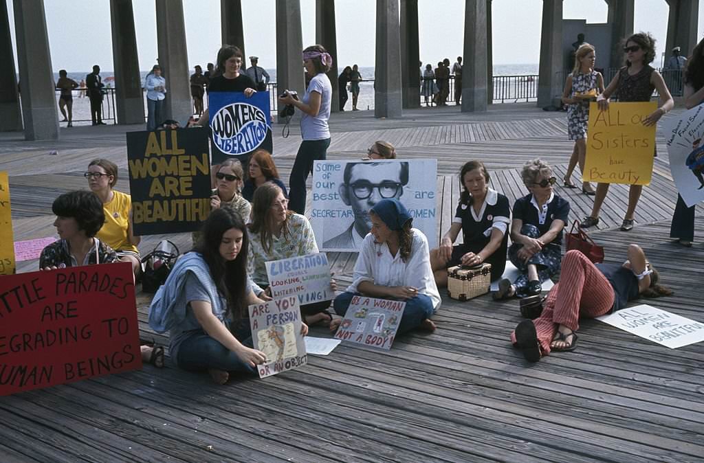 #6 A protest against the Miss America Pageant on the boardwalk at Atlantic City, New Jersey, 6th September 1969.
