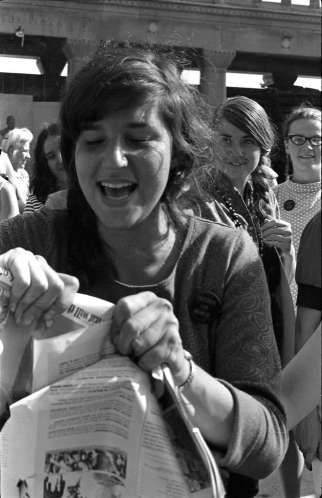 #13 Demonstrator Helen Kritzler tears up a magazine as she protests the Miss America beauty pageant, Atlantic City, New Jersey, September 7, 1968.