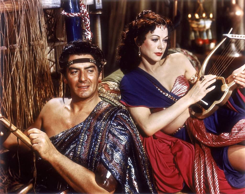 Victor Mature and Hedy Lamarr on the set of ‘Samson and Delilah’