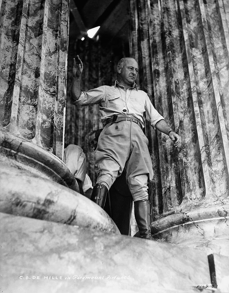 Cecil B DeMille on the set of his 1949 film, ‘Samson And Delilah’.