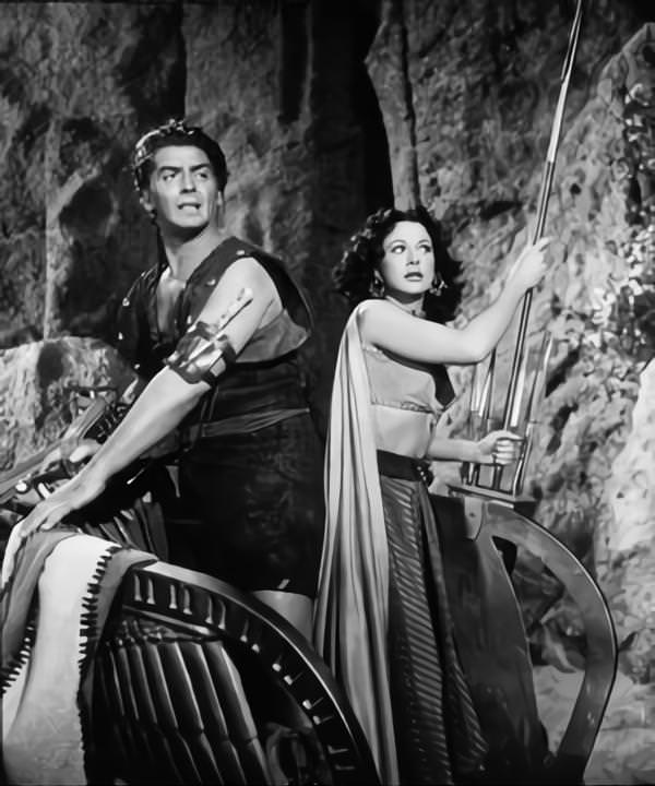 Victor Mature, Hedy Lamarr, on-set of the Film ‘Samson And Delilah’, 1949