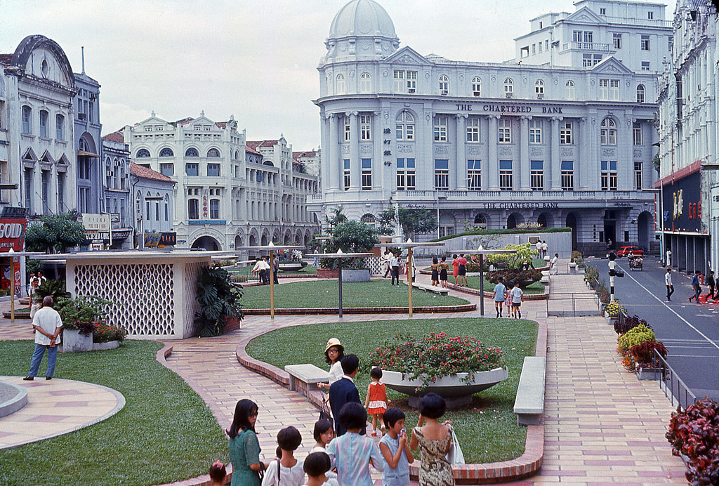 #126 The central square of Raffles Place – Singapore’s commercial district formed in the early 19th century, 1966