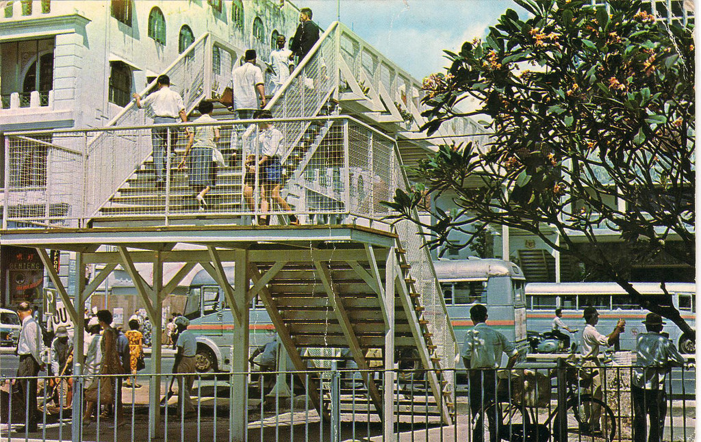 #154 Pedestrian overpass in Singapore in the 1960s.