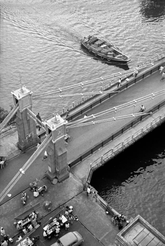 #85 Aerial view of the bridge across the river Singapore, 1962