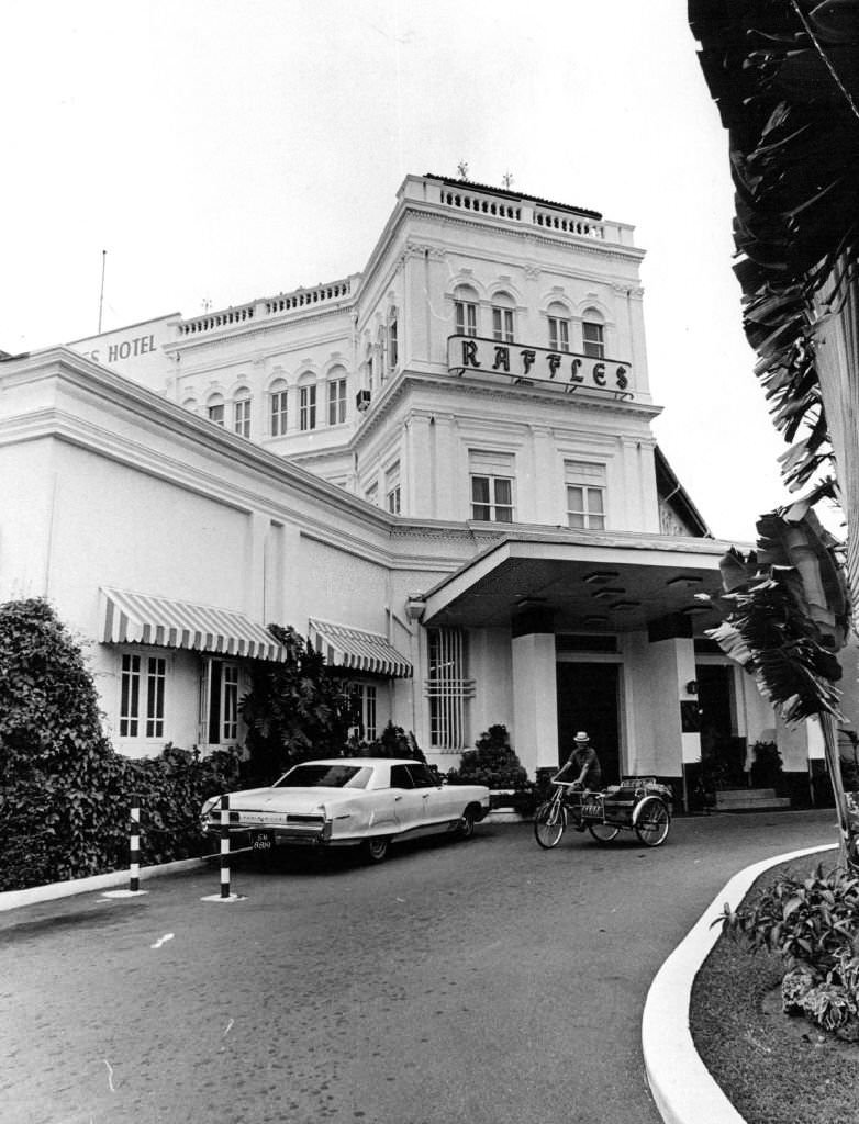 #19 The Raffles, formerly the No. 1 hotel in Singapore and famous as birthplace of the Singapore gin sling, has lost ground to a flock of new hostelries, 1971