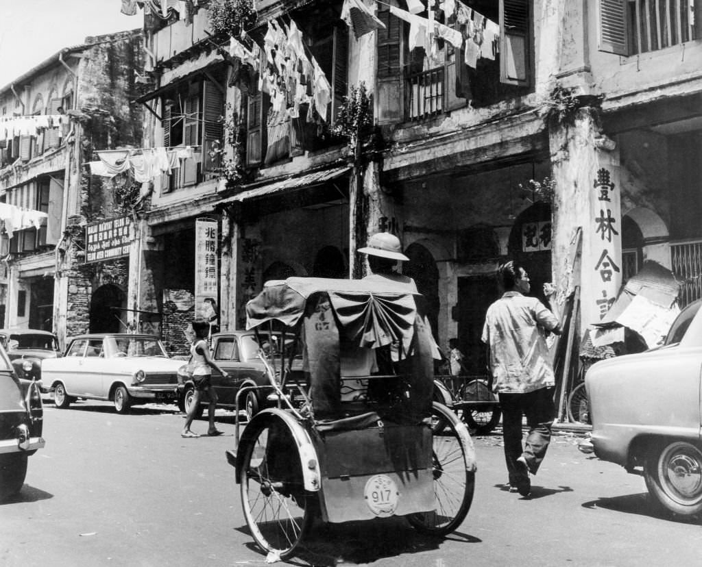 #35 Tuk-tuk on the street in Singapore, 1970s