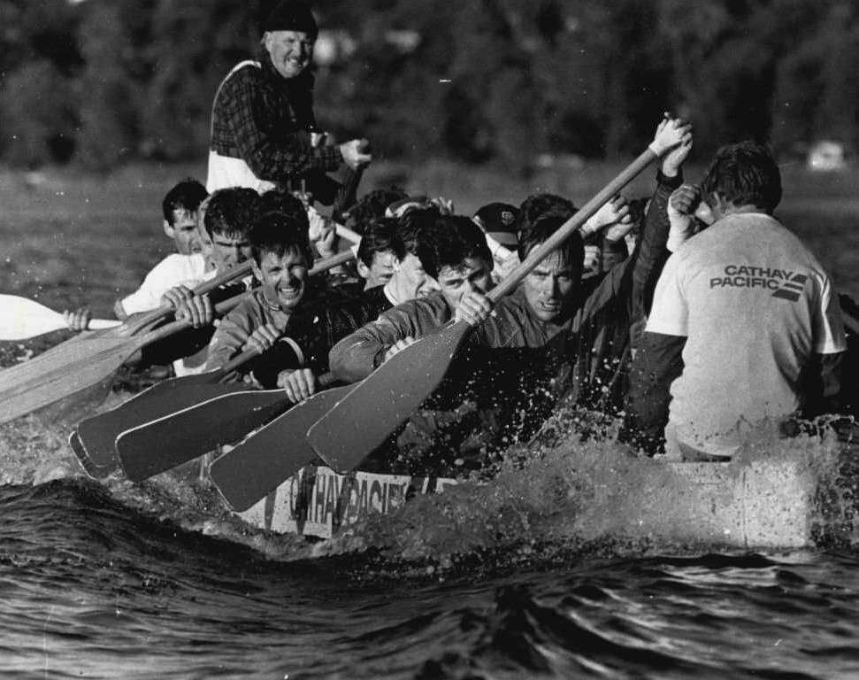 #16 At Narrabeen Lakes this morning the Australian Dragon Boat team were practising for the World Championships in Singapore, 1986
