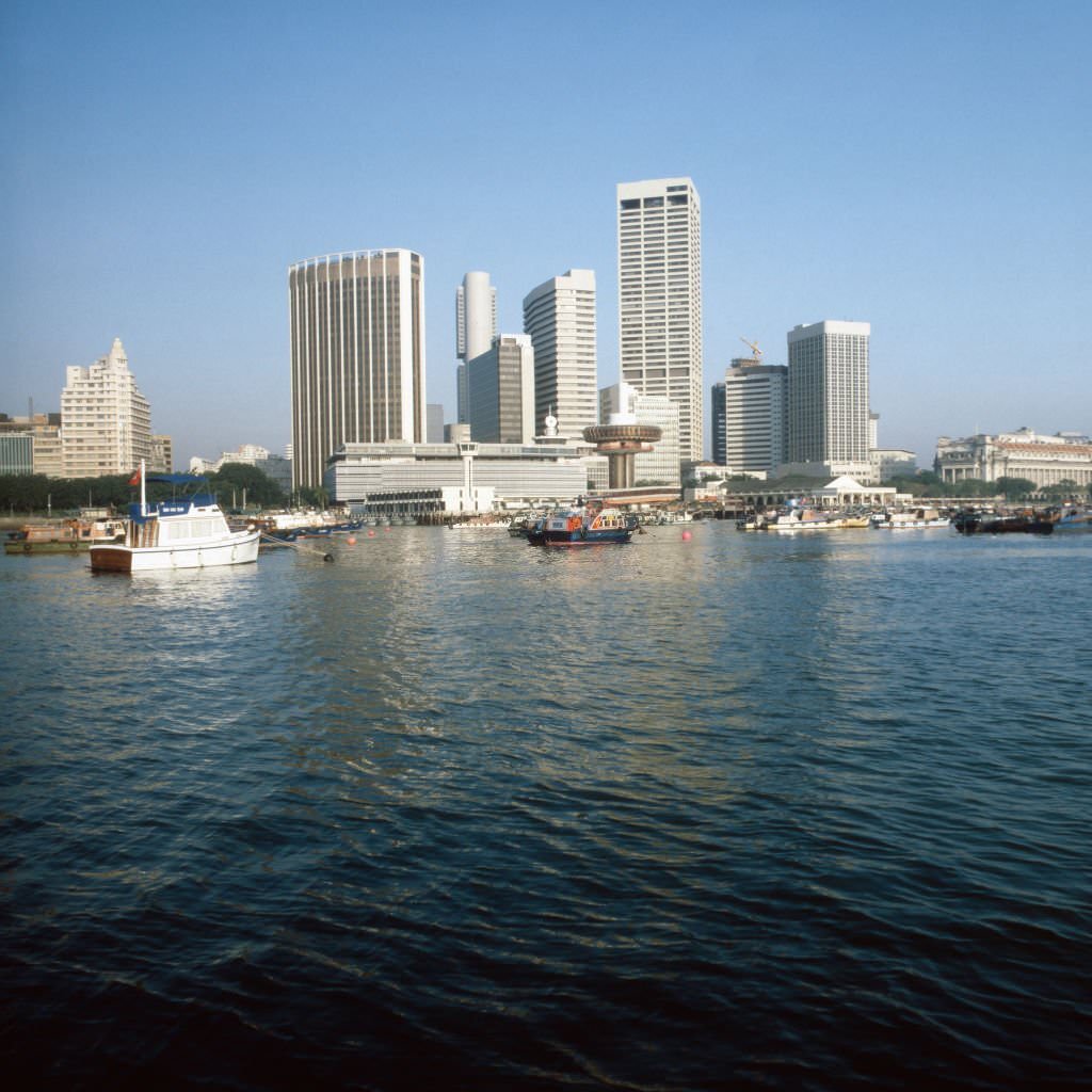 #24 The skyline at the harbour of Singapore River, Singapore 1980s.
