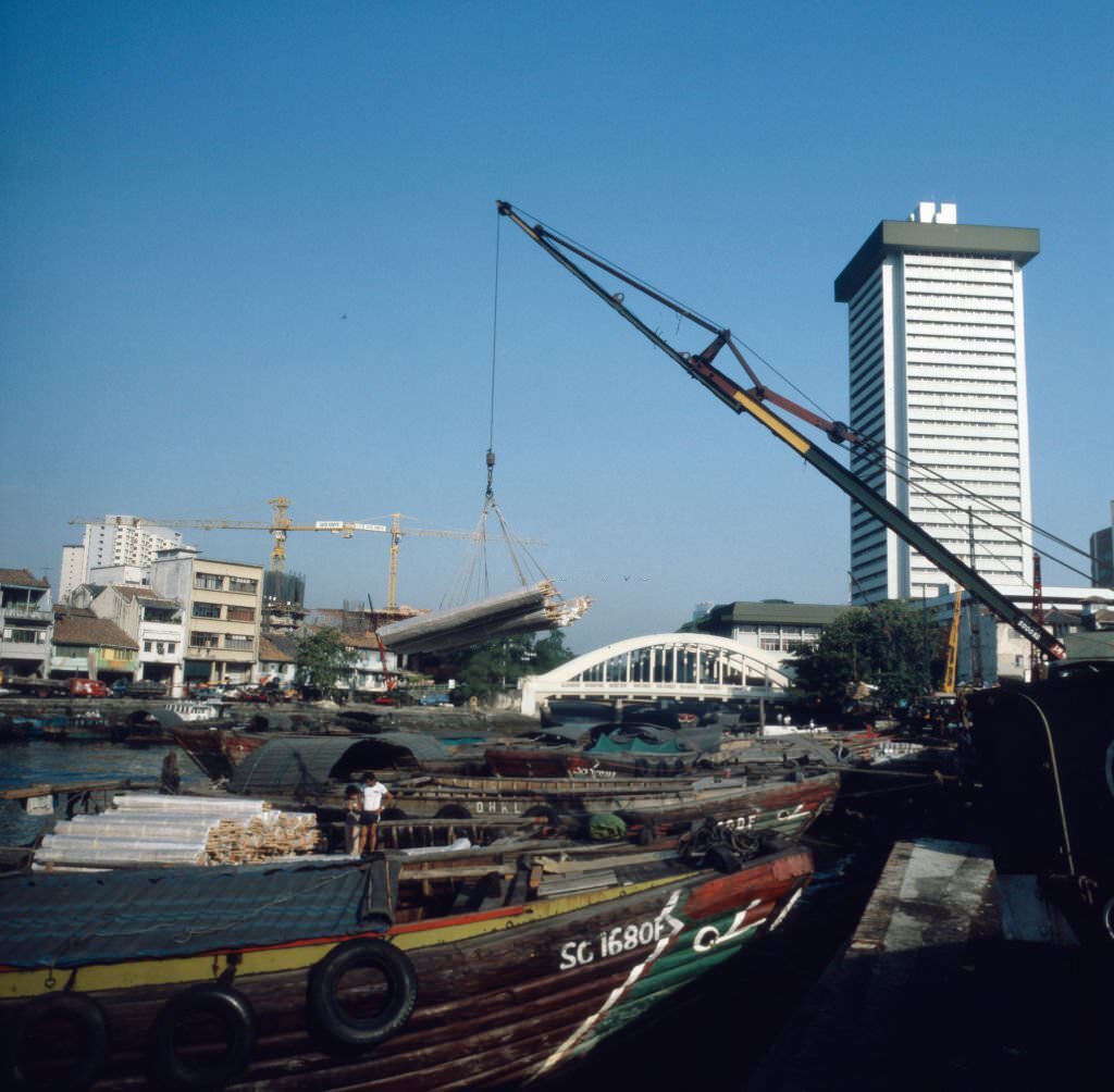 #26 The skyline at the harbour of Singapore River, Singapore 1980s.