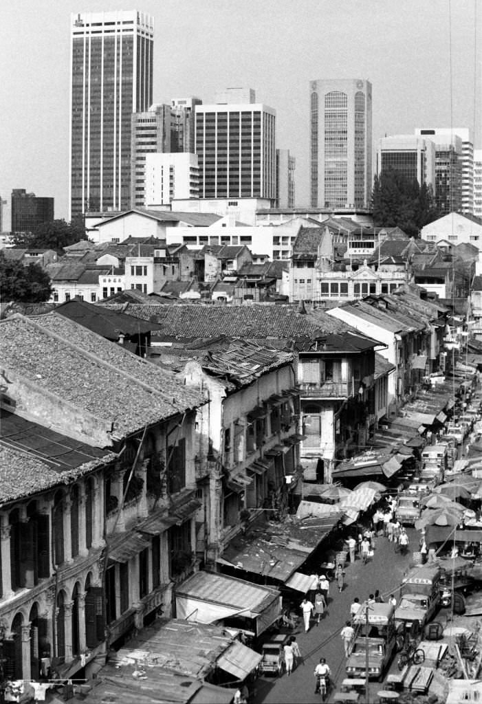 #40 Looking down Smith St towards the Central Business District, Singapore, 1983
