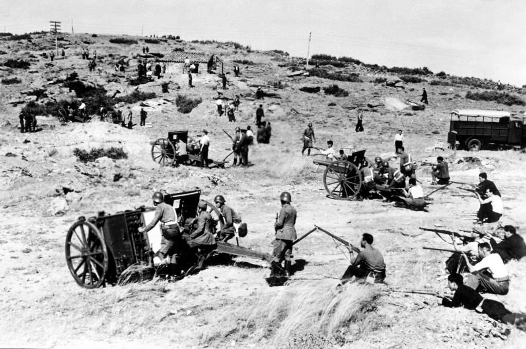 #109 Republican artillery deployed at the Somosierra pass to counter a Nationalist offensive in the Sierra de Guadarrama mountain north of Madrid.