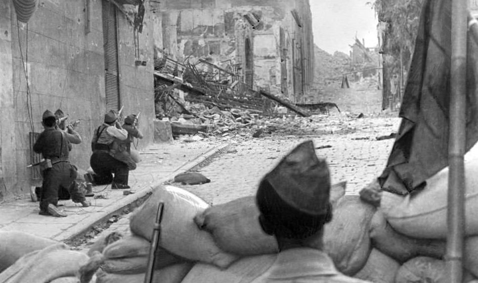 #14 Republicans forces battle street by street against nationalists near the Alcazar in Toledo 1936.