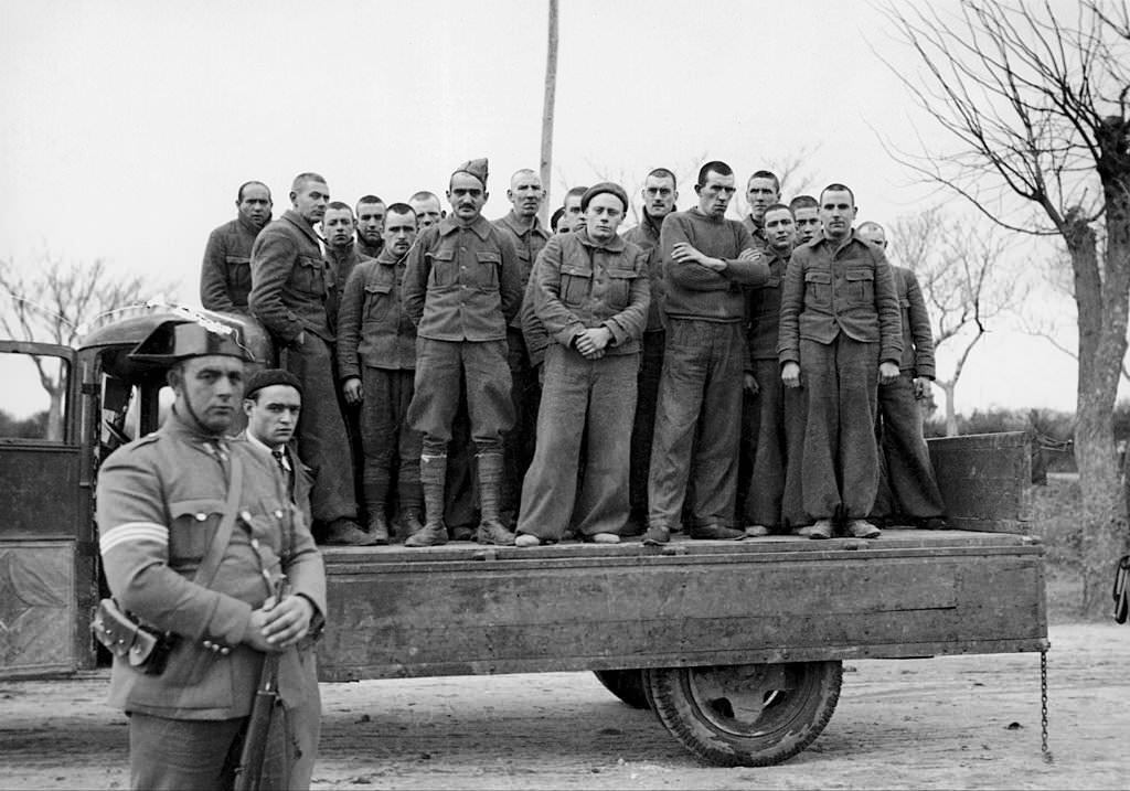 #143 English Soldiers Made Prisoners By Franco’S Troops Arriving at a camp near Madrid, 1939