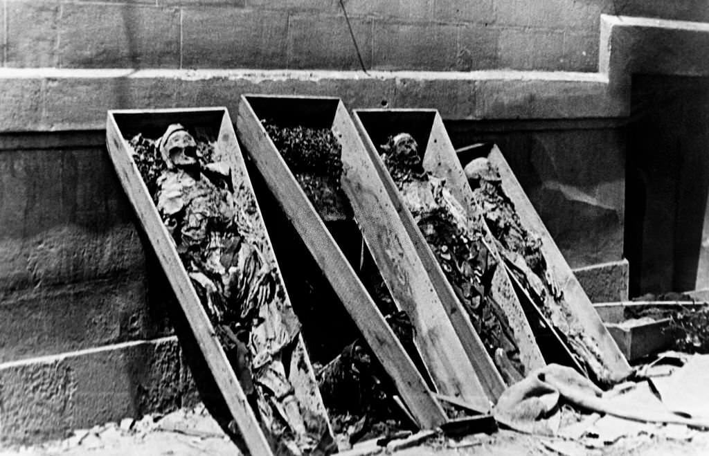 #17 The bodies of religious are displayed in a street of Barcelona by Republicans during the Spanish civil war to show their anticlericalism and protest against the Catholic support to Franco.