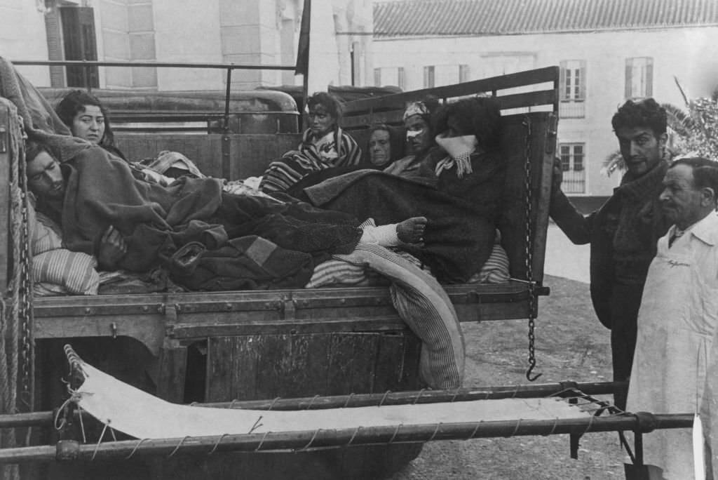 #23 Wounded people were taken from a captured Government ship by the Insurgents and taken to the Miramar Hotel in Malaga which is now a hospital during the Spanish Civil War