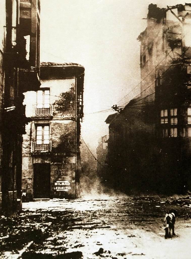 #44 Air raid attack on the Basque town of Guernica, Spain.