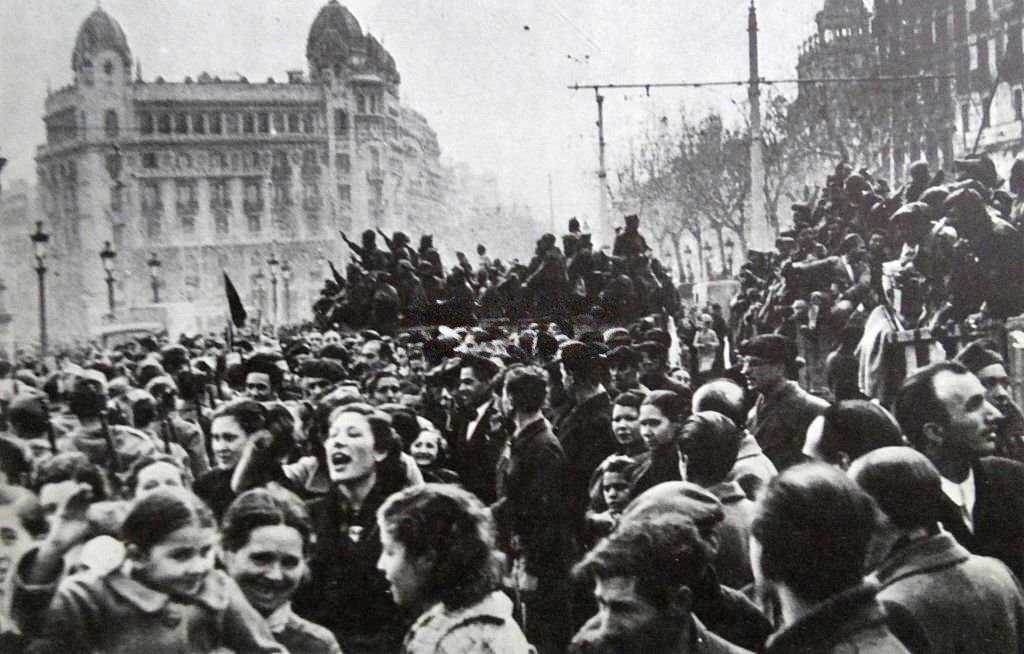 #49 Military parade in Barcelona, after nationalist forces enter the city, 1939 during the Spanish Civil War.