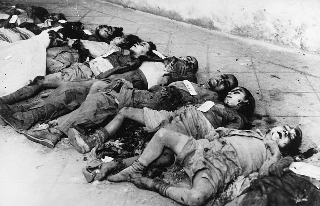 #78 Spanish Civil War, 1938 bodies of several children killed during a nationalist air raid on Barcelona