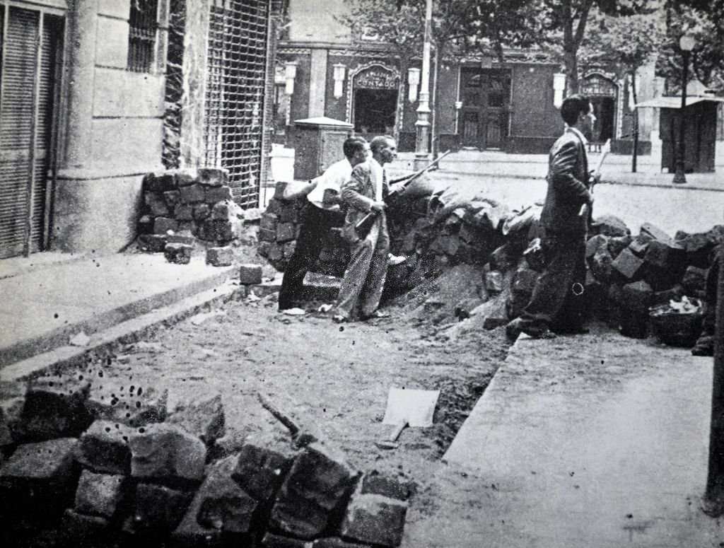 #88 Street barricades in Barcelona during the Spanish Civil War, 1937