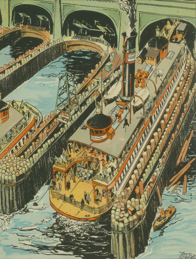#19 The Twenty Third Street – Ferry Slip, from “Tony Sarg’s New York”