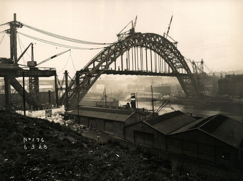 #15 View of the Tyne Bridge from Gateshead, as work on its construction continues, March 6, 1928