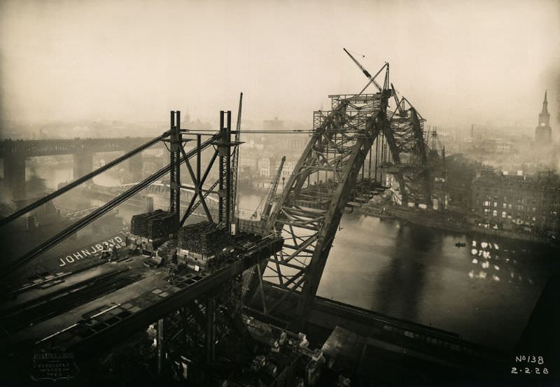 #5 View of progress with the Tyne Bridge, February 2, 1928, showing the two halves getting closer together
