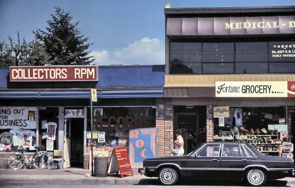 #119 Fortune Grocery and RPM Records on Main Street, Vancouver 1984.