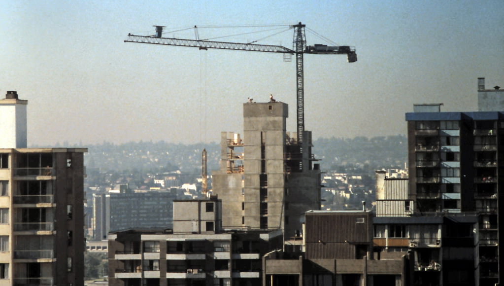 #148 Apartments with Construction Crane in Vancouver’s West End 1988
