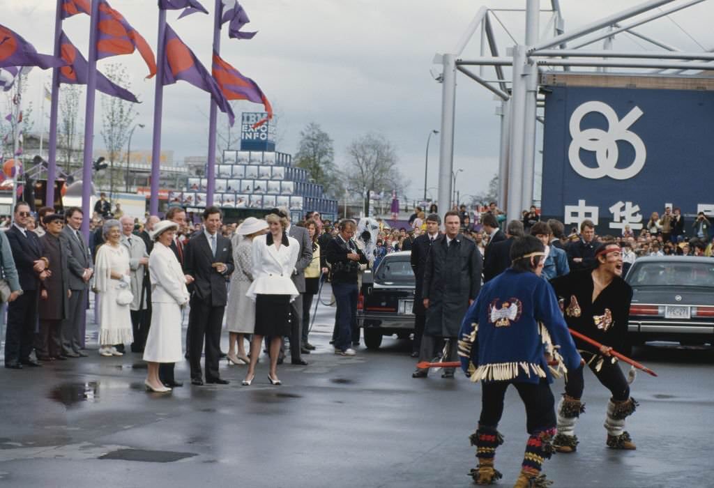 #34 Diana, Princess of Wales and Prince Charles visit the Expo 86 World’s Fair in Vancouver during a visit to Canada, May 1986.